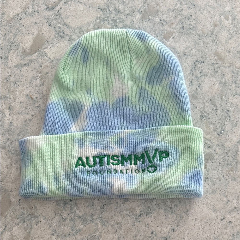 Vintage Hand Made Tie-Dye Beanie - Green and Blue